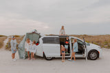 hatchback privacy tent set up at beach
